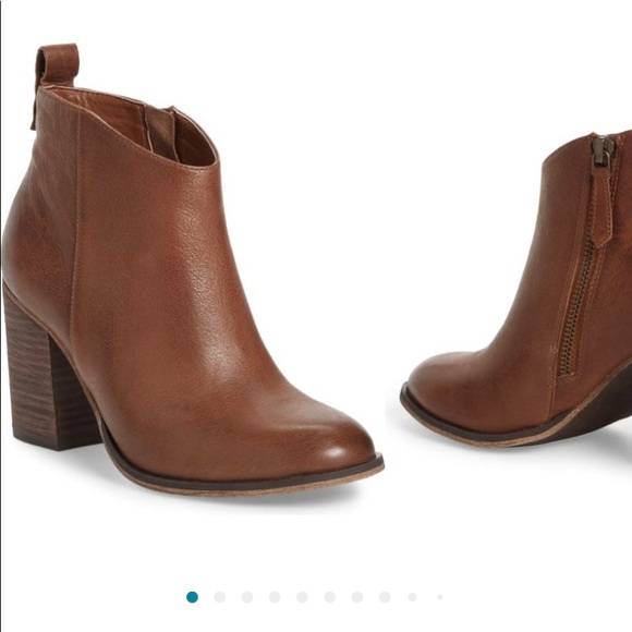 bp Shoes - NIB BP Lance Leather Booties 7.5 Brown Heel Block Cognac Platform